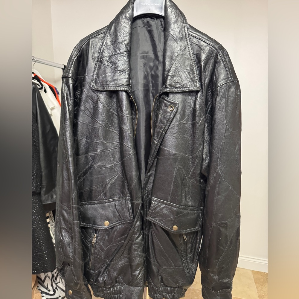 Vintage The Patchwork Men's Black Genuine Leather Jacket